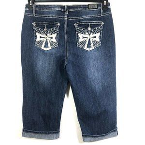 Womens Earl Jean Bling Stretch Bermuda Denim Jean Shorts Size 12